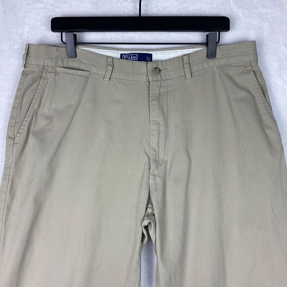 Ralph Lauren Pants Mens Size 36X30 Beige Straight Leg Flat Front 100% Cotton - Picture 3 of 15
